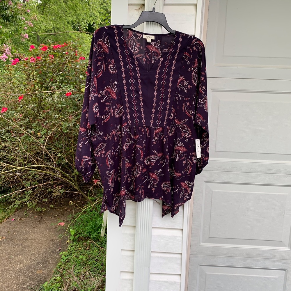 NWT Style & Co. Purple Paisley Embroidered